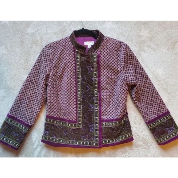 Purple Velvet Print Jacket - Picture 1 of 6